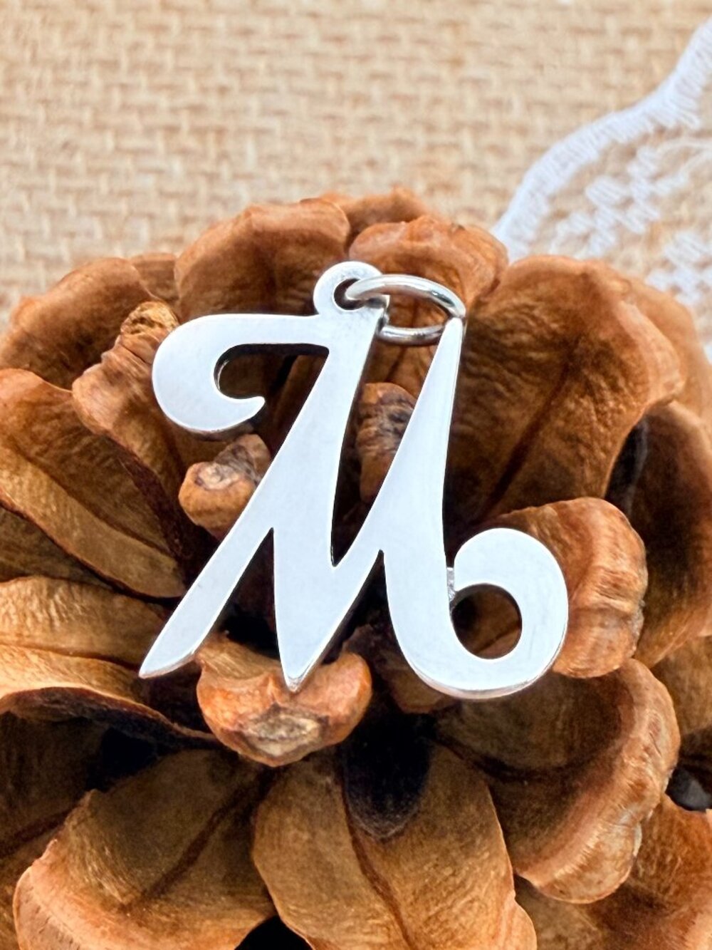 James Avery Large Script Initial M Charm Sterling Silver Letter Charm